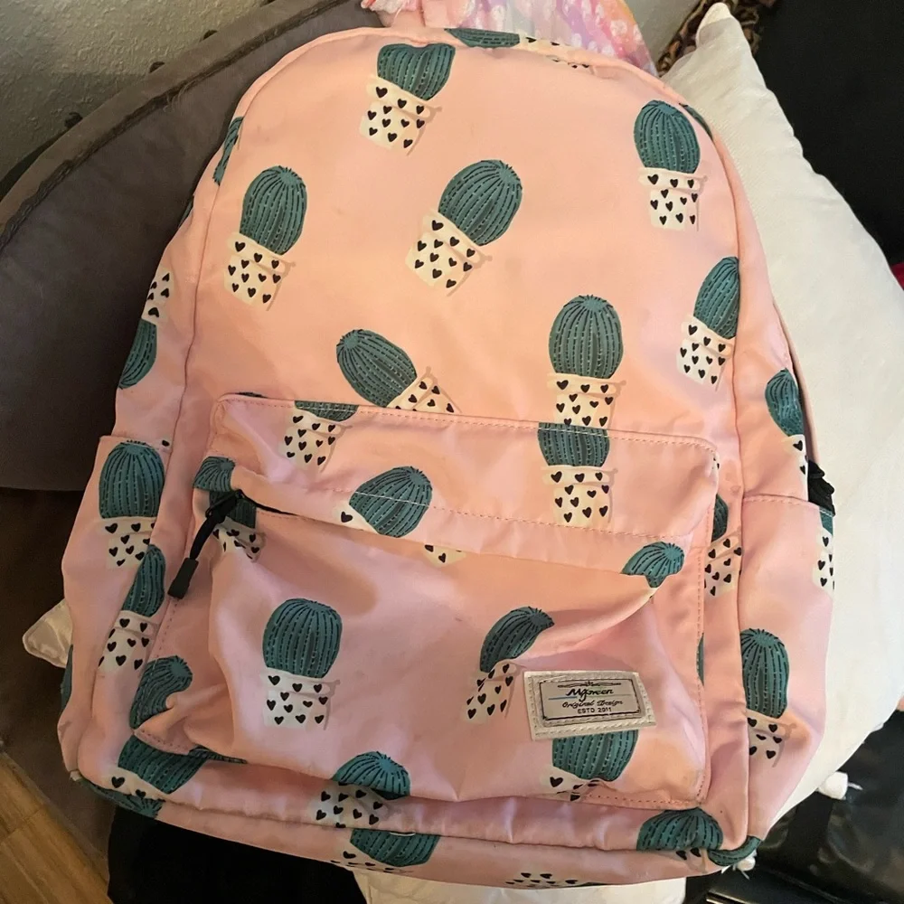 Pink Cactus Print Backpack - Picture 2 of 2